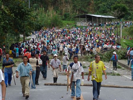 ottavo giorno di Minga indigena nel Cauca, 10 ottobre. Foto ONIC
